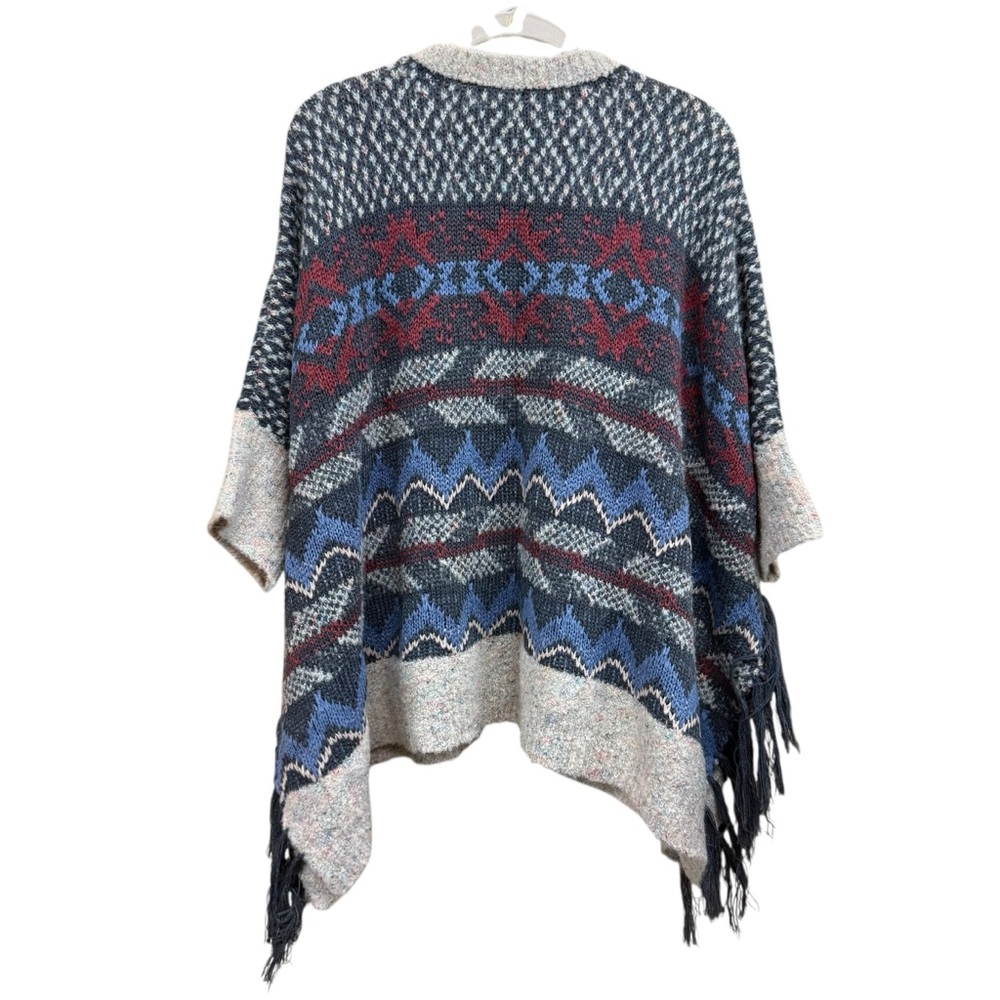 GiGiO USA Women's Blue Patterned Poncho sweater Sz Small Brand New - Picture 4 of 5
